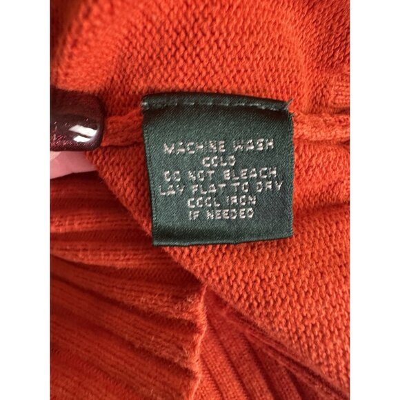 Lauren RL Womens 2X Orange Sweater Funnel Neck Button Cozy Autumn Classic Preppy - Picture 11 of 13